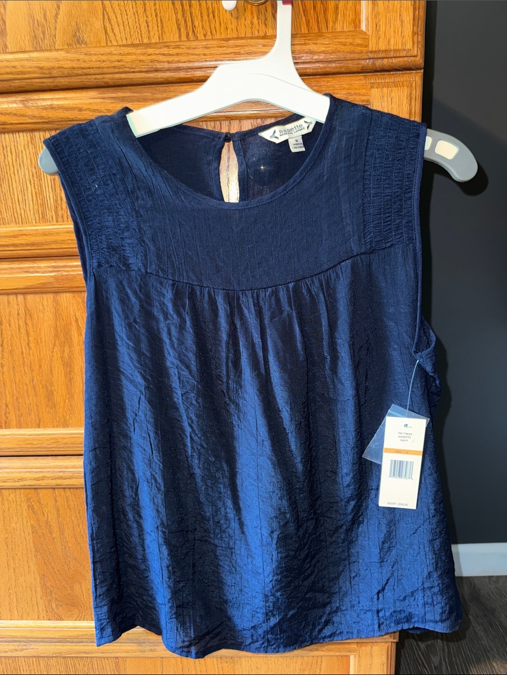 Navy Sleeveless Textured Tank Top
